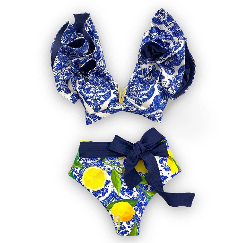 New Sexy High Waist Ruffle Bikini Sets