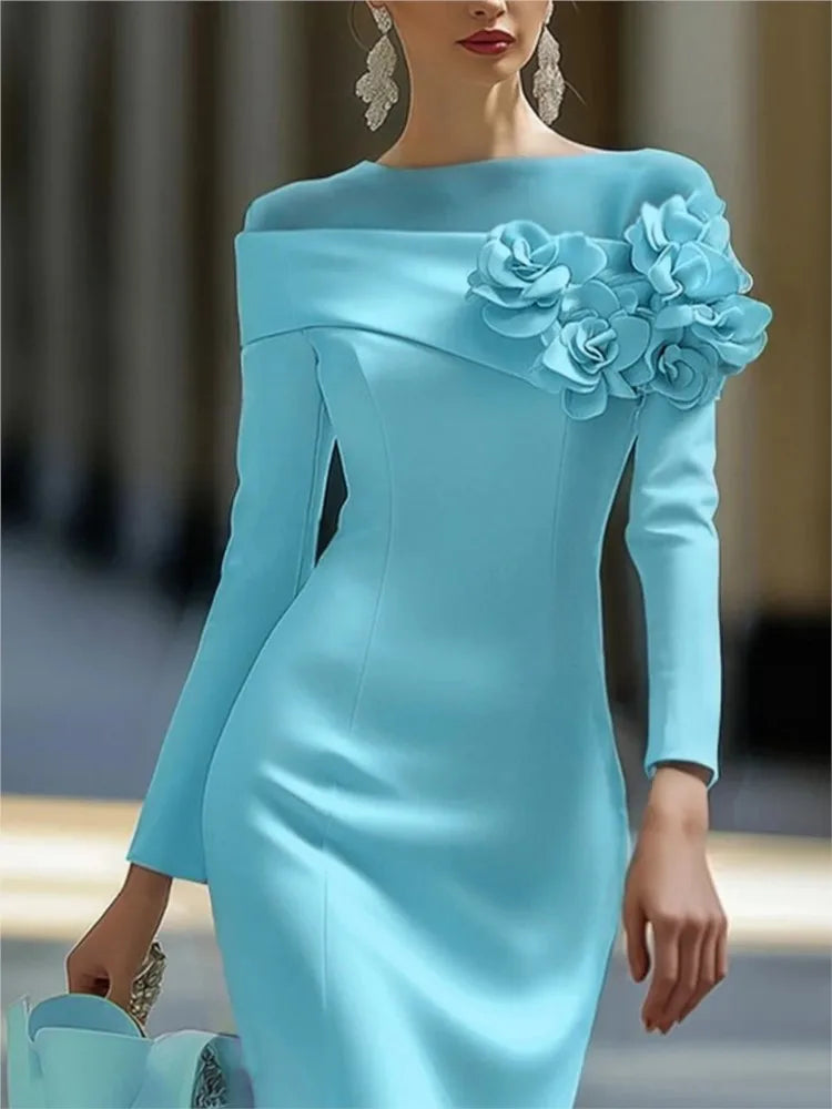 ✨ Elegant Floral Side-Patch Party Dress