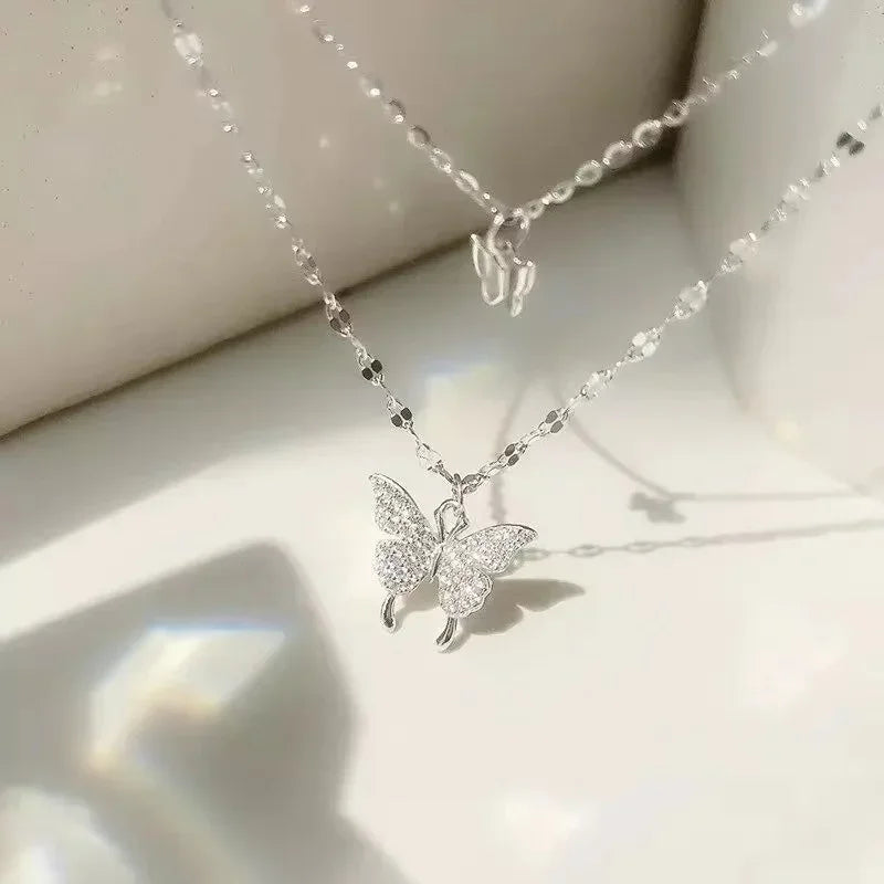 Stereoscopic Stainless Steel Small Peach Heart Golden Necklace