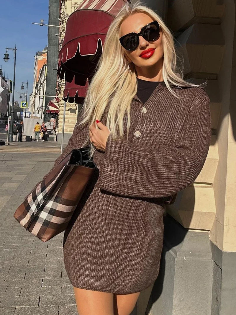 Knitted Cardigan And Skirt Sets