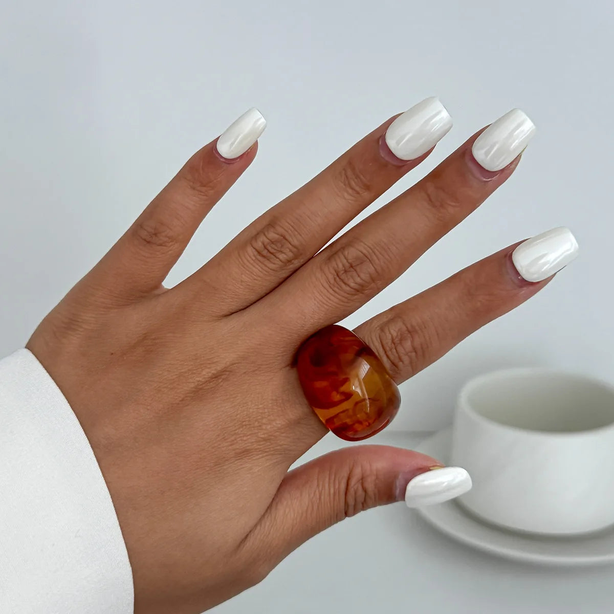 Smudging Resin Water Drop Chunky Rings