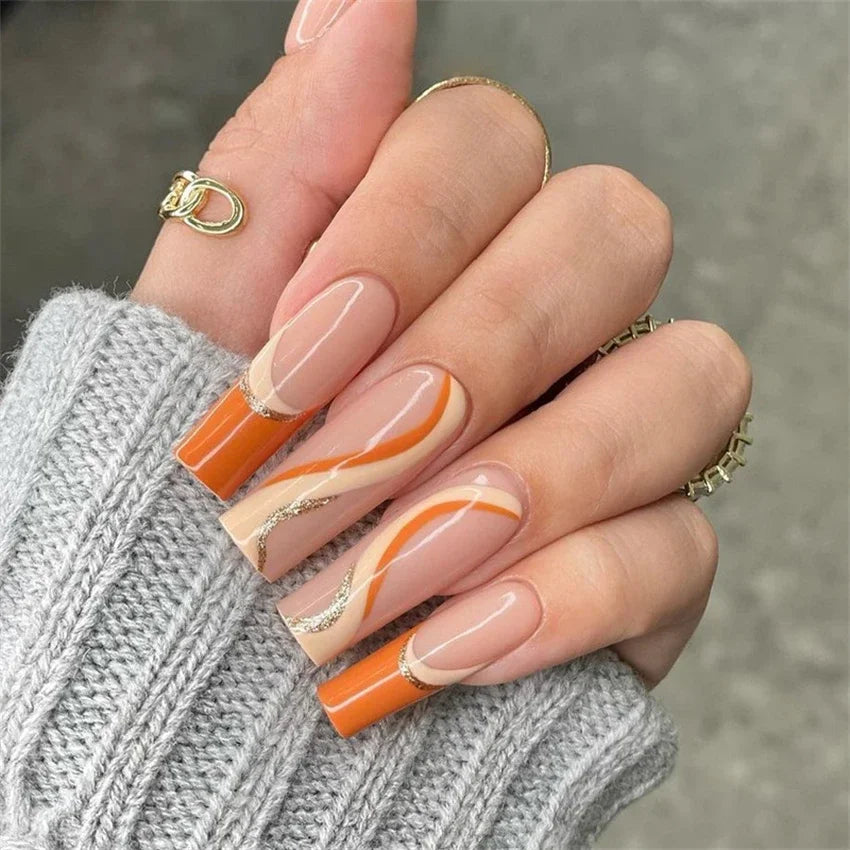24Pcs/Set French Ballet Fake Nails Art Stars Sky Eyes Wearing False Nails