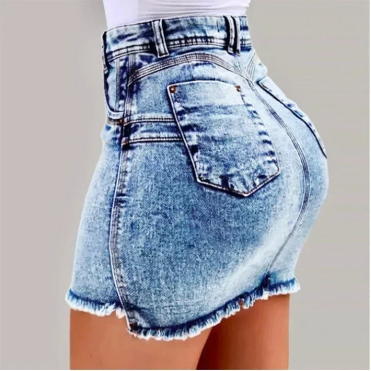 2025  Summer High Waisted Mini Denim Skirt