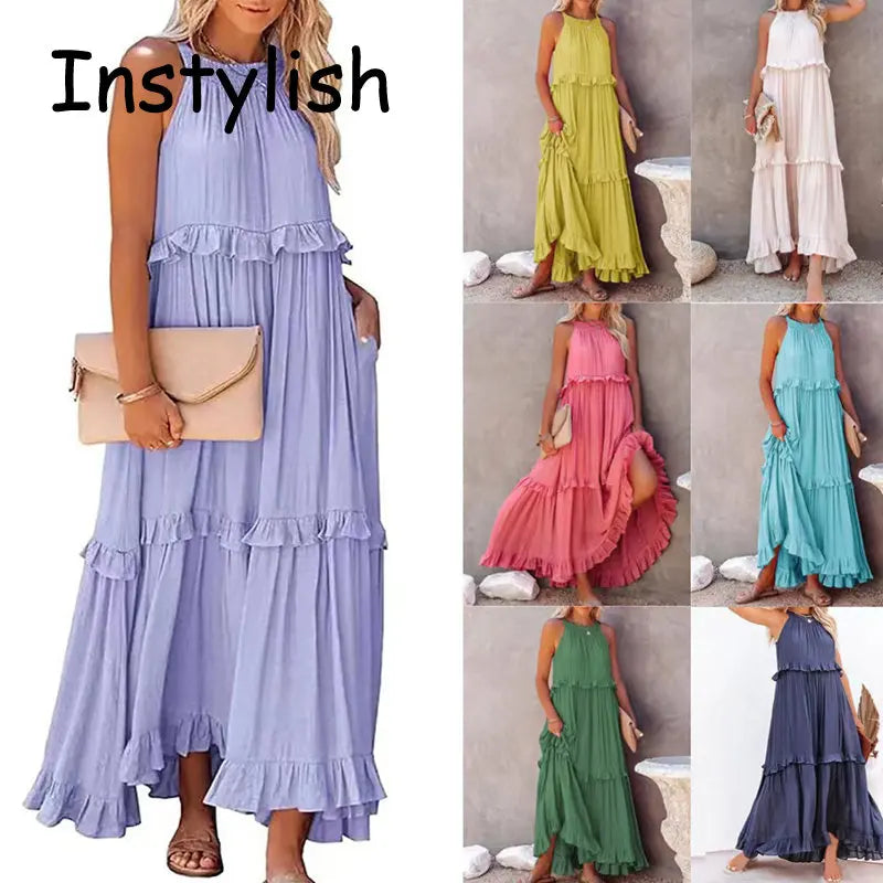 Women’s Elegant Ruffle Maxi Sundress