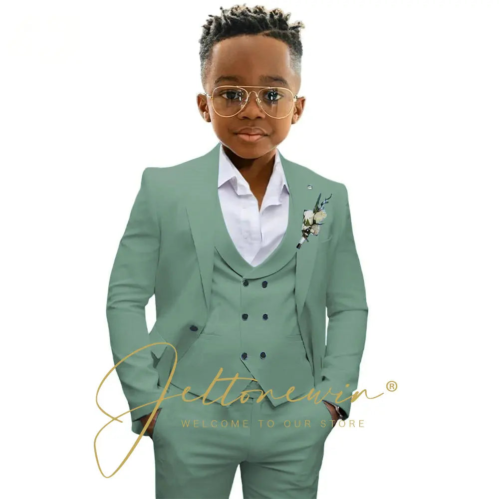 Casual Boys Suit Jacket Pants Vest 3 Piece Set