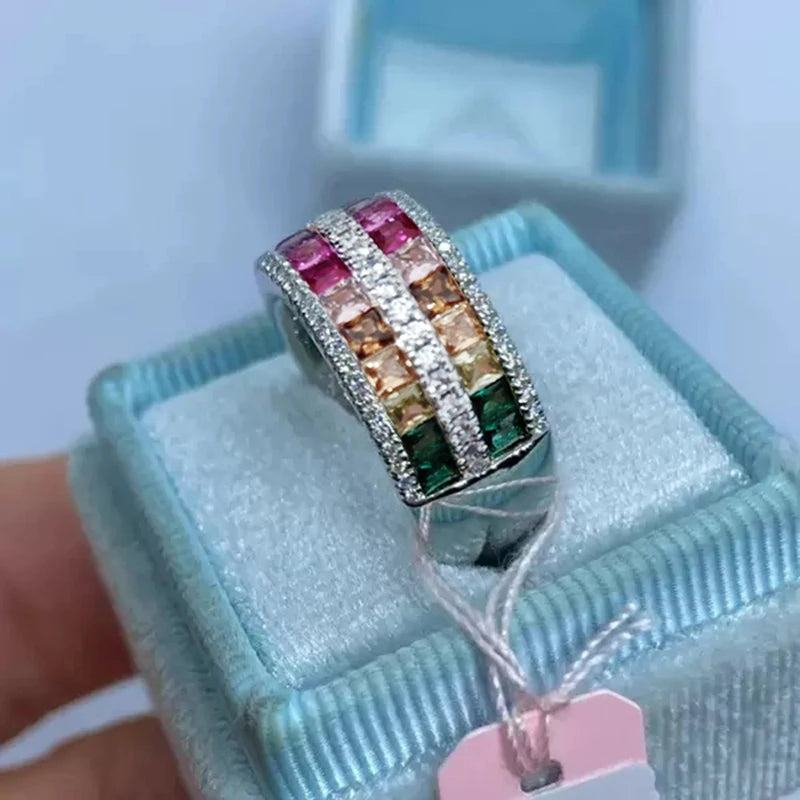 Rainbow Color Cubic Zirconia Rings