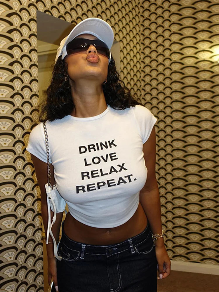 Classic Fashion Drink Love Relax Repeat T-Shirt