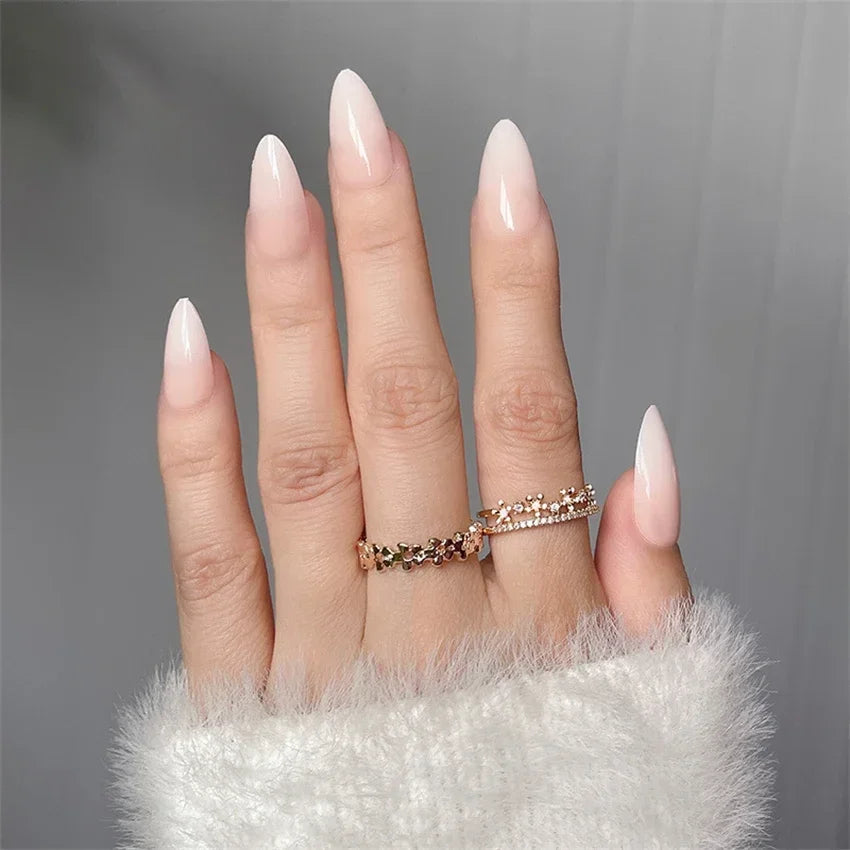 24P/set Medium Long Flat Coffin False Nails