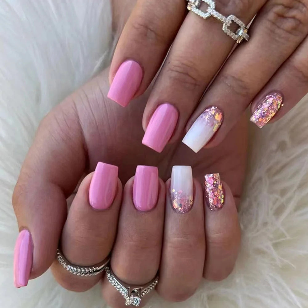 24pcs Press on Nails Flower Design