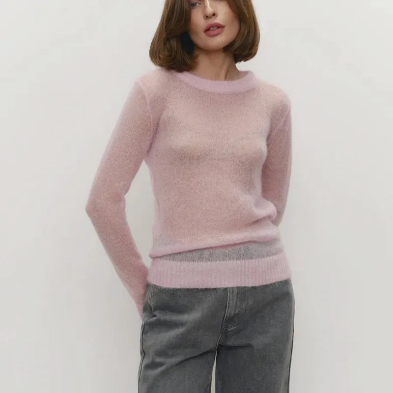 Round Neck Knit Pullover Sweater Top