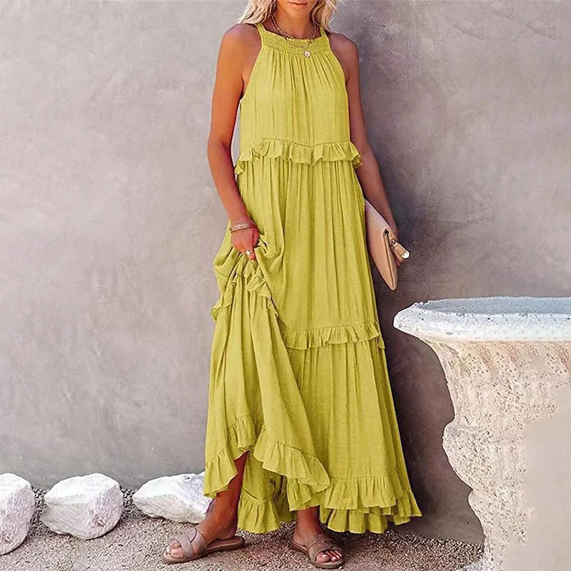 Women’s Elegant Ruffle Maxi Sundress