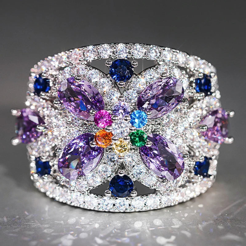 Colorful Cubic Zirconia Ring