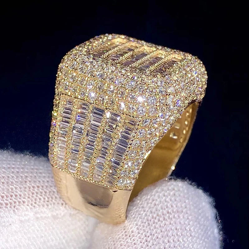 Gorgeous Gold Color Square Shaped Wide Band Rings