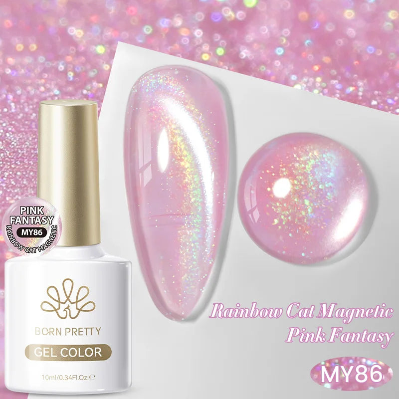 BORN PRETTY 10ml White Cat Magnetic Gel Nail Polish Ultra Shine White-light Varnis Semi Permanent Soak Off UV LED Gel for Nails