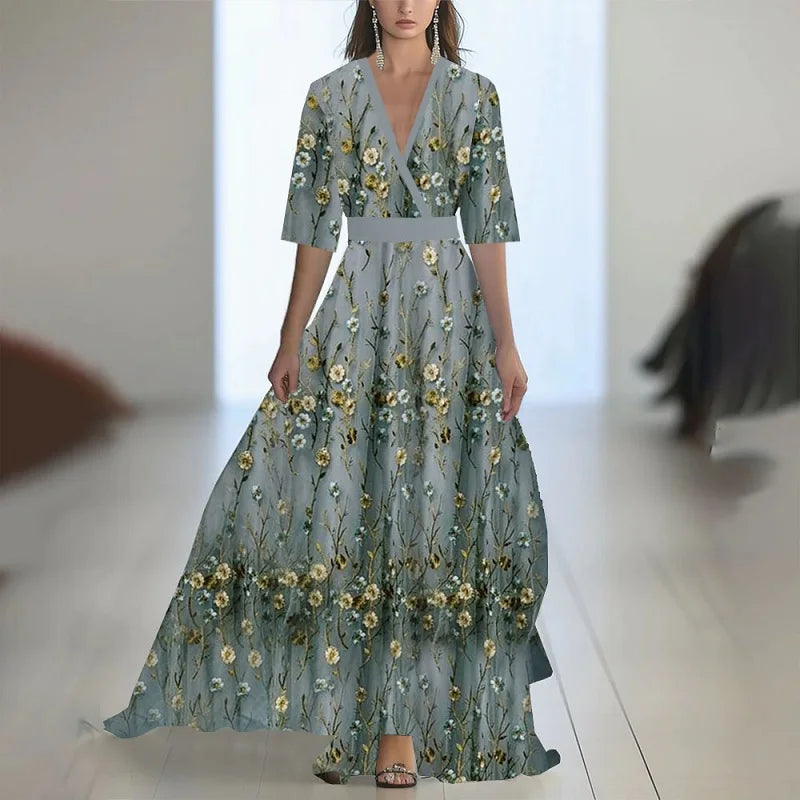 Fashion Floral Print Patchwork Bohemian Dress