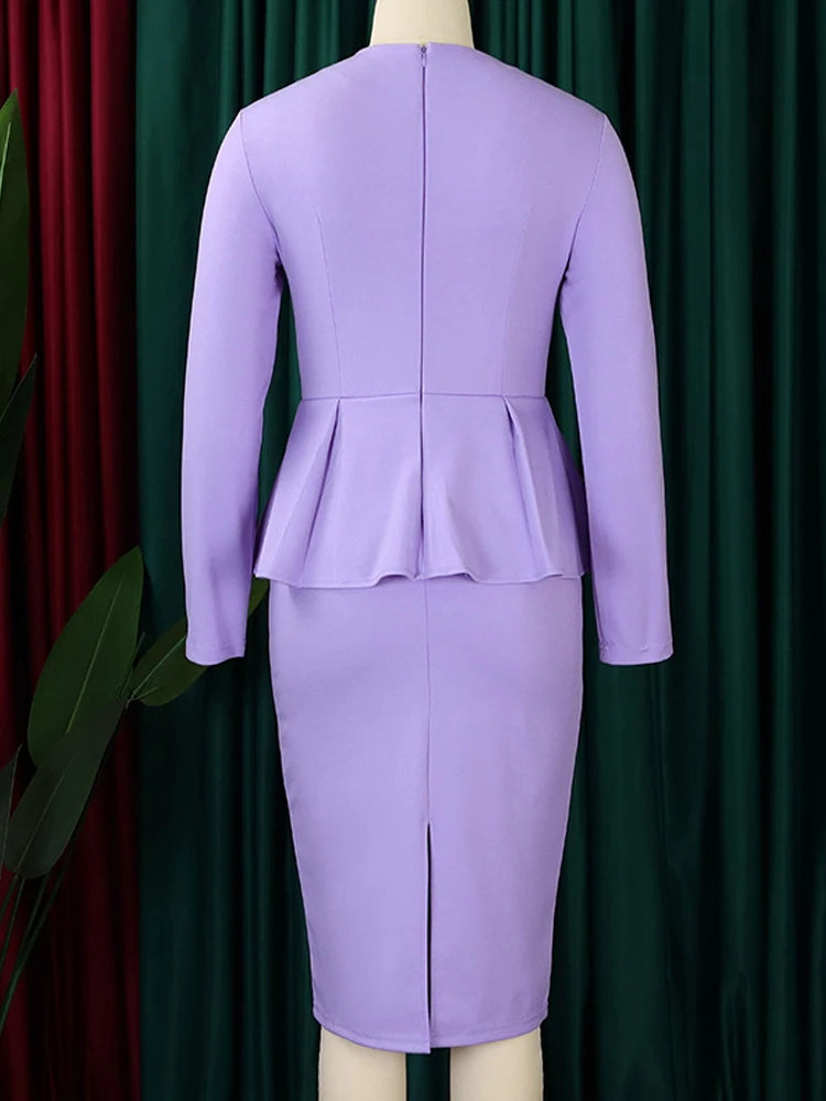 2026 Solid Plus Size Long Sleeve  Spring Slim Fit  Tight Curvy Dress