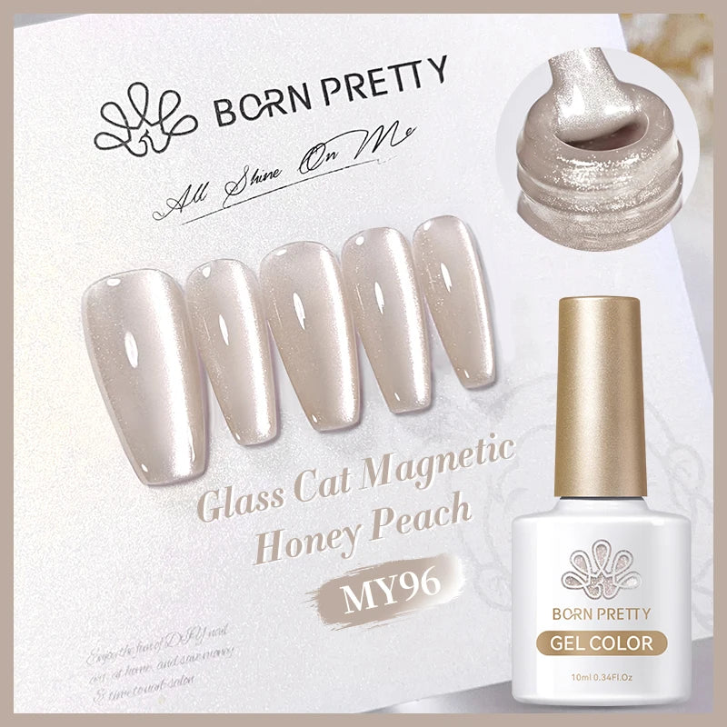BORN PRETTY 10ml White Cat Magnetic Gel Nail Polish Ultra Shine White-light Varnis Semi Permanent Soak Off UV LED Gel for Nails