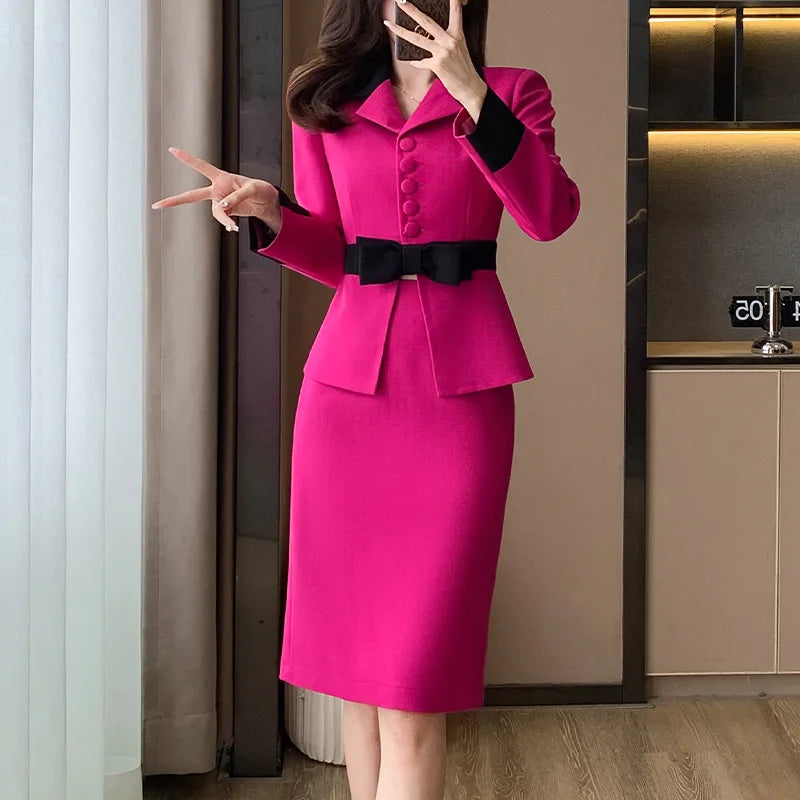 Novelty Slim Fashion Career Work Wear Suits With Jackets And Skirt