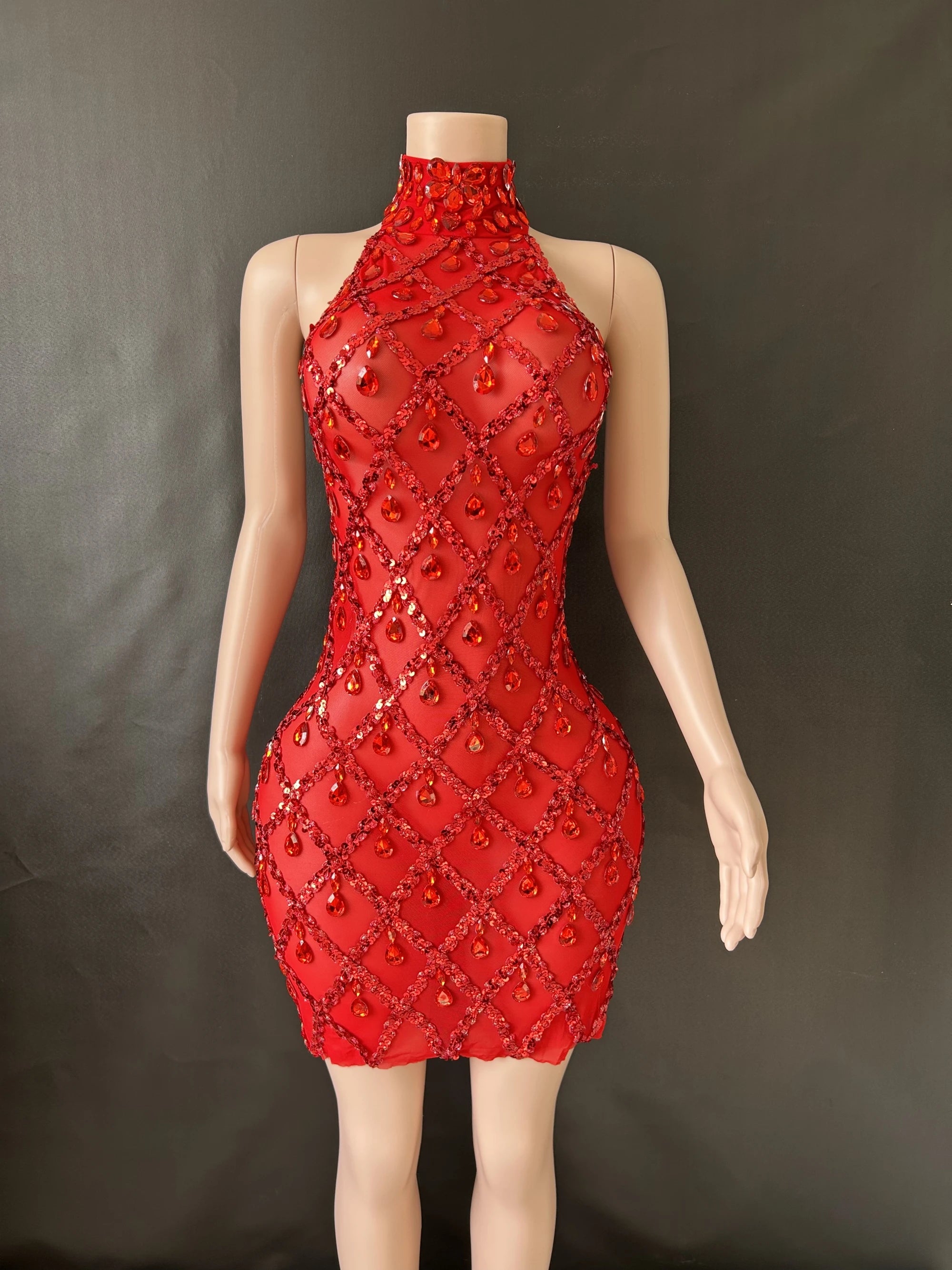 Sexy Stage Shining Rhinestone Sequins Dress