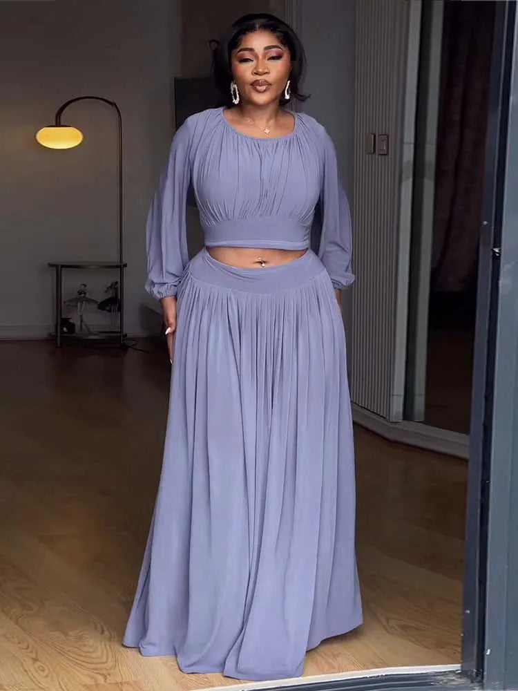 Long Sleeve Top and Long Skirt Set