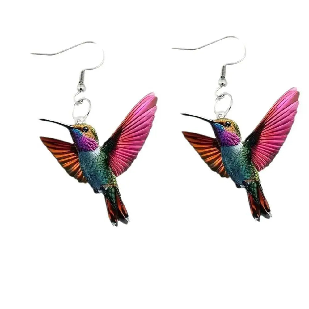 Acrylic Hummingbird Earrings – 2D Bird Shape Drop Dangle Jewelry for Women & Girls