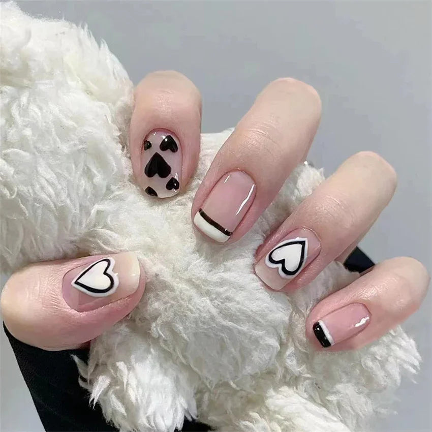 24Pcs/Set Dry Rose Blush Artificial Wearing False Nails