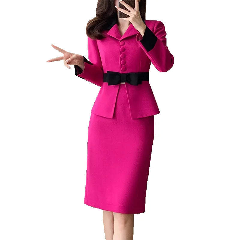 Novelty Slim Fashion Career Work Wear Suits With Jackets And Skirt