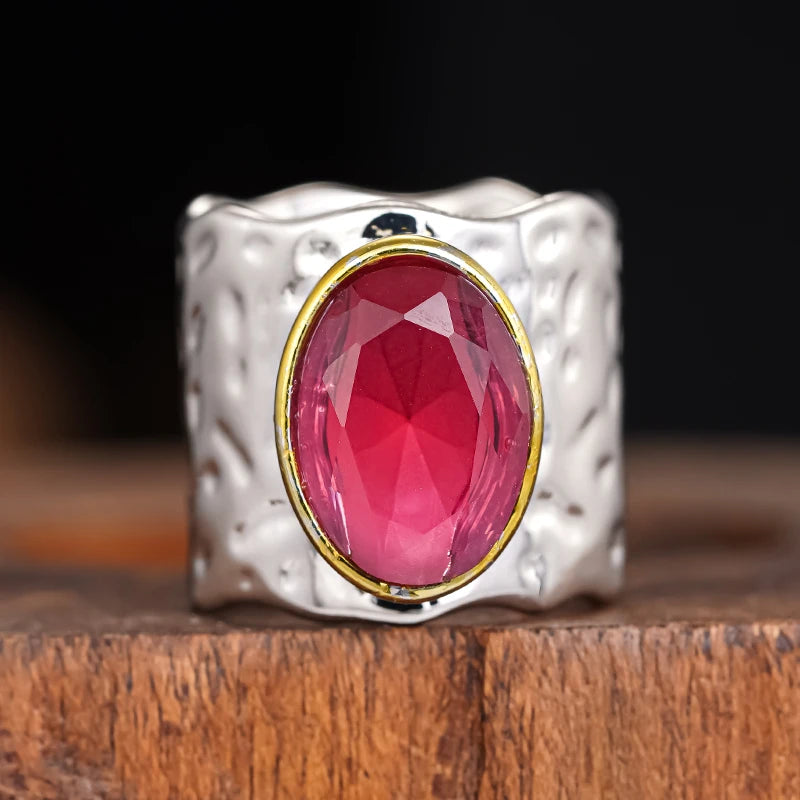 Creative Attractive Rings with Big Red CZ Design