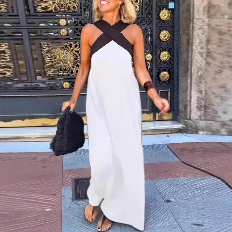 Sexy Cross Halter Sling Long Dress