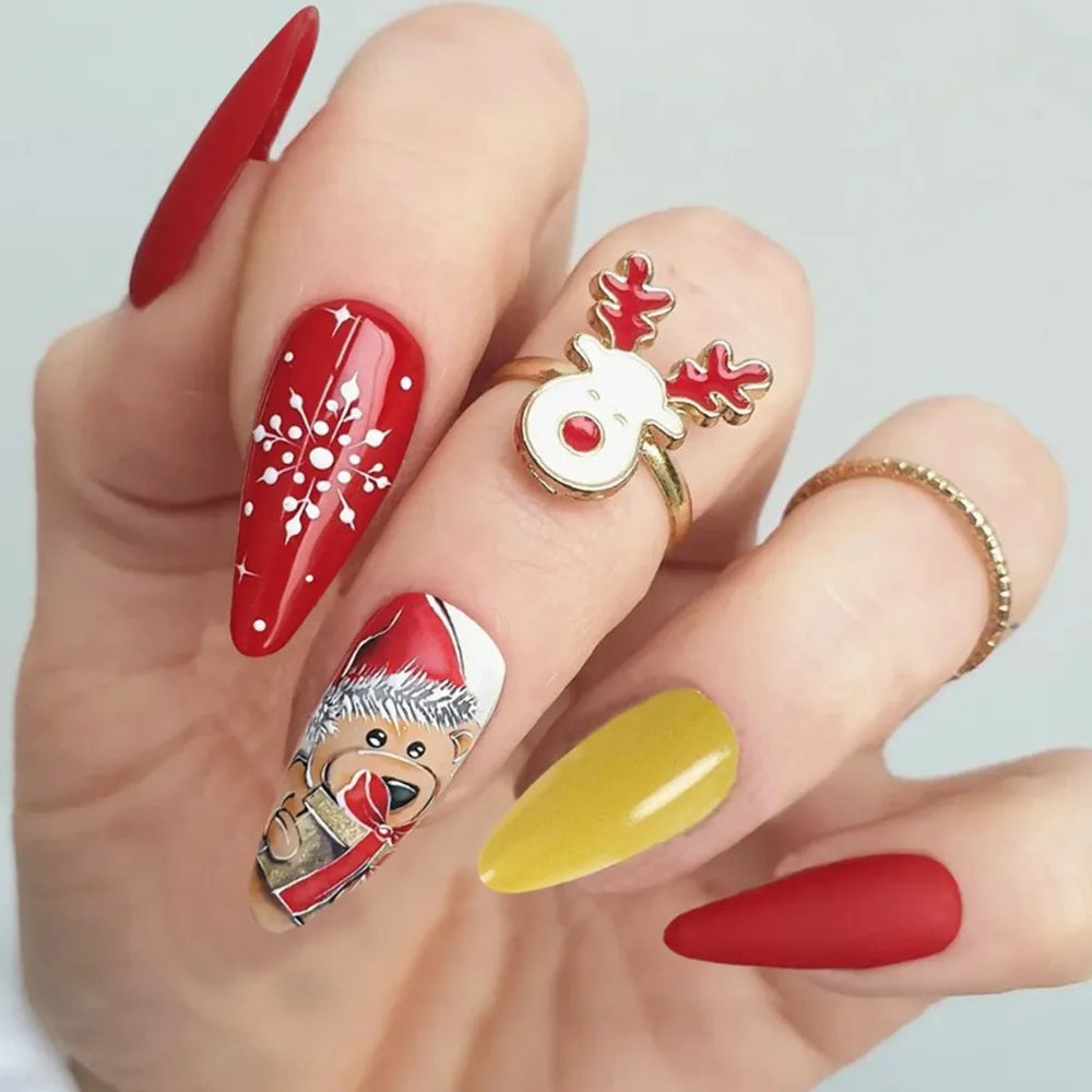 24Pcs Christmas Collection Almond False Nails
