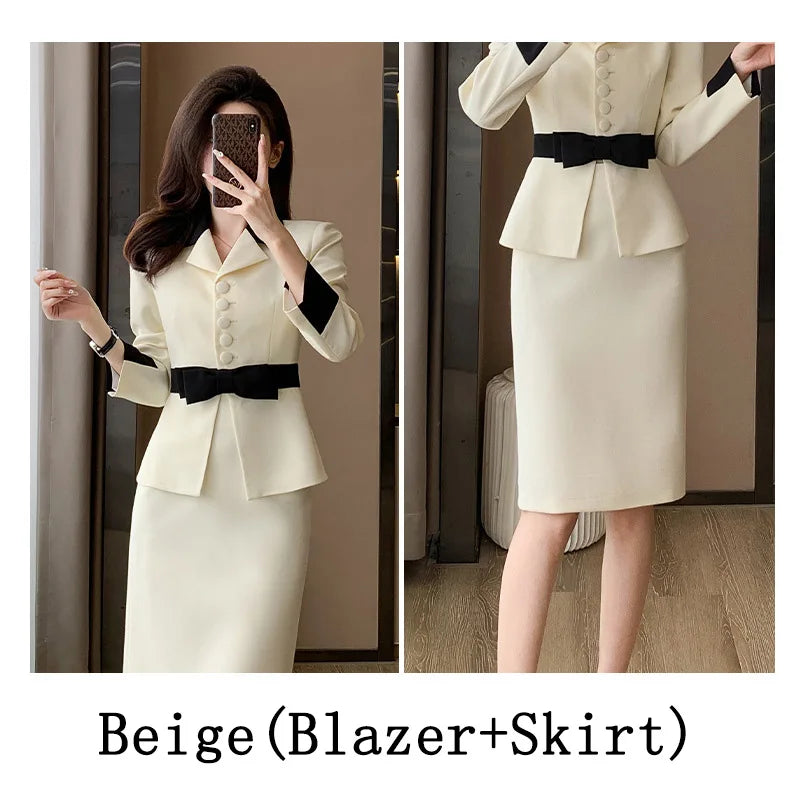 Novelty Slim Fashion Career Work Wear Suits With Jackets And Skirt