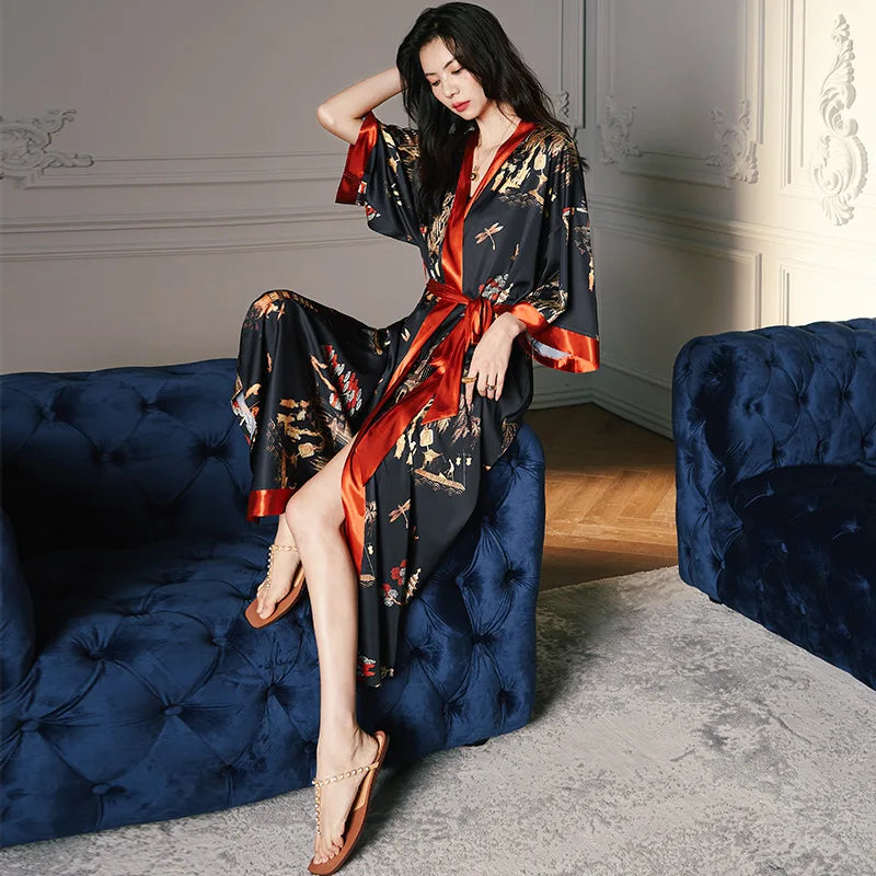 New Spring Summer  Long Robe Kimono Bathrobe