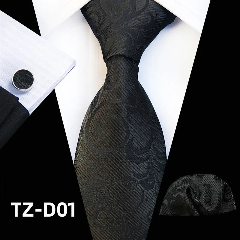 Orange Novelty Ties Plaid Flower Design Wedding Necktie Hanky Cufflinks