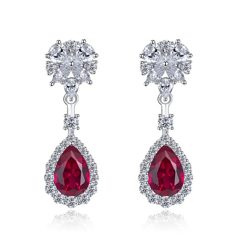 Brilliant Red CZ Drop Earrings