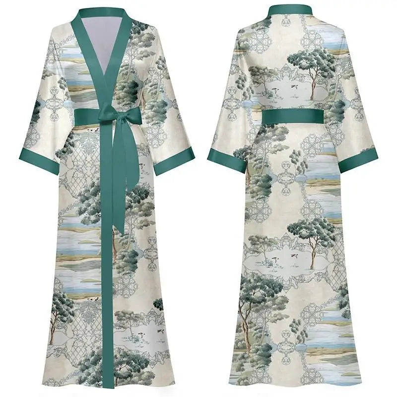 New Spring Summer  Long Robe Kimono Bathrobe
