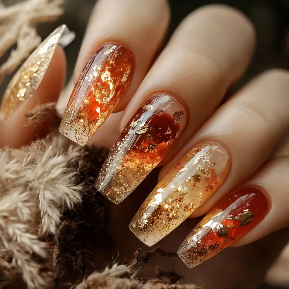 24pcs Press on Nails Flower Design