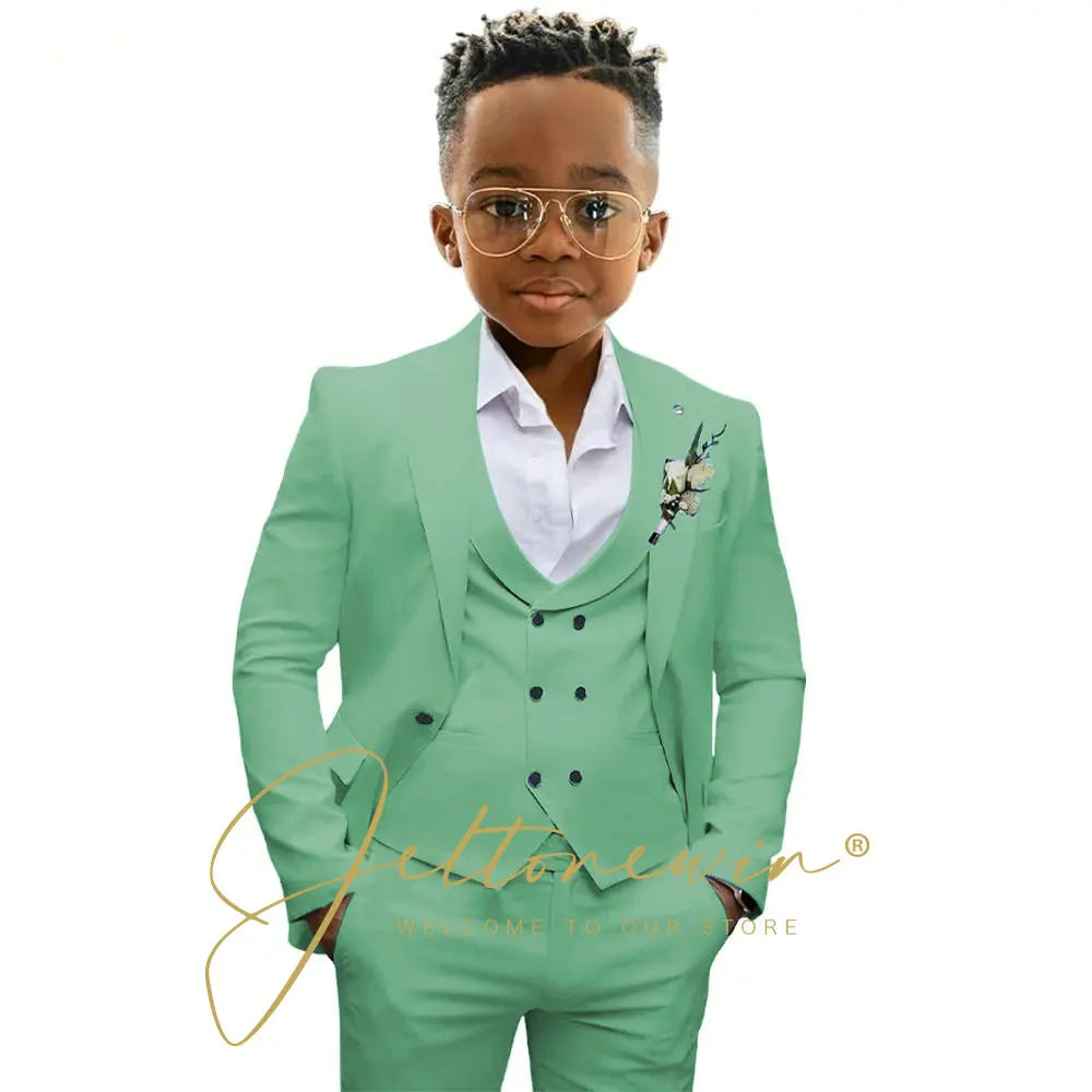 Casual Boys Suit Jacket Pants Vest 3 Piece Set
