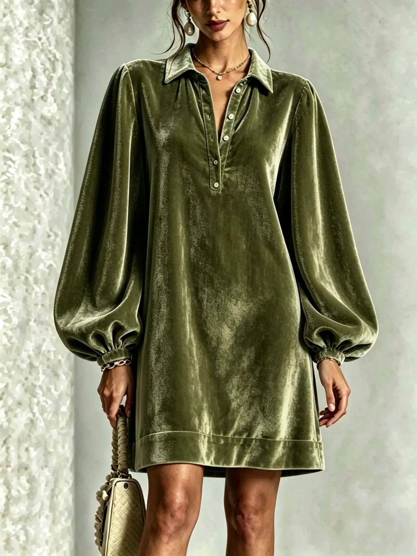 Women’s Velvet Shirt Dress