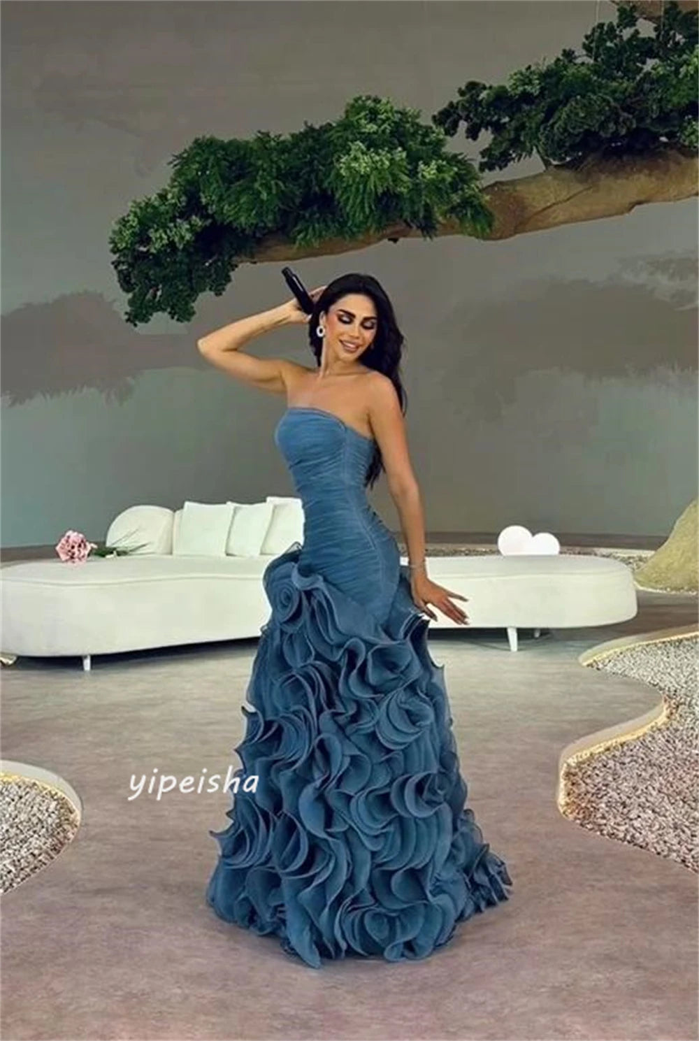 Satin Pleat Ruched Homecoming A-line Strapless Long Dresses