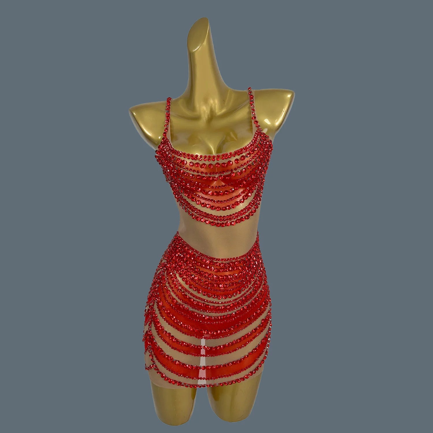 Sparkly Crystals Diamonds Mini Dress