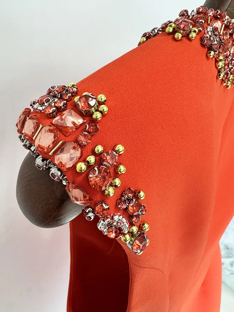 2026 Designer Fashion Colorful Diamond Beading Sleeveless  Tank Dress
