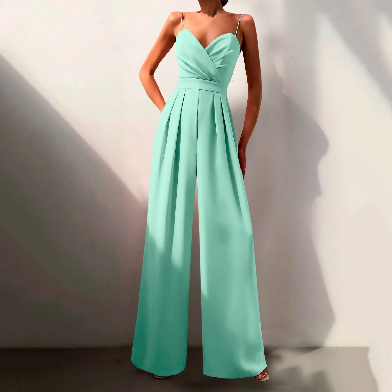 Summer Sleeveless TLoose Fit Wide Leg Trousers Jumpsuit