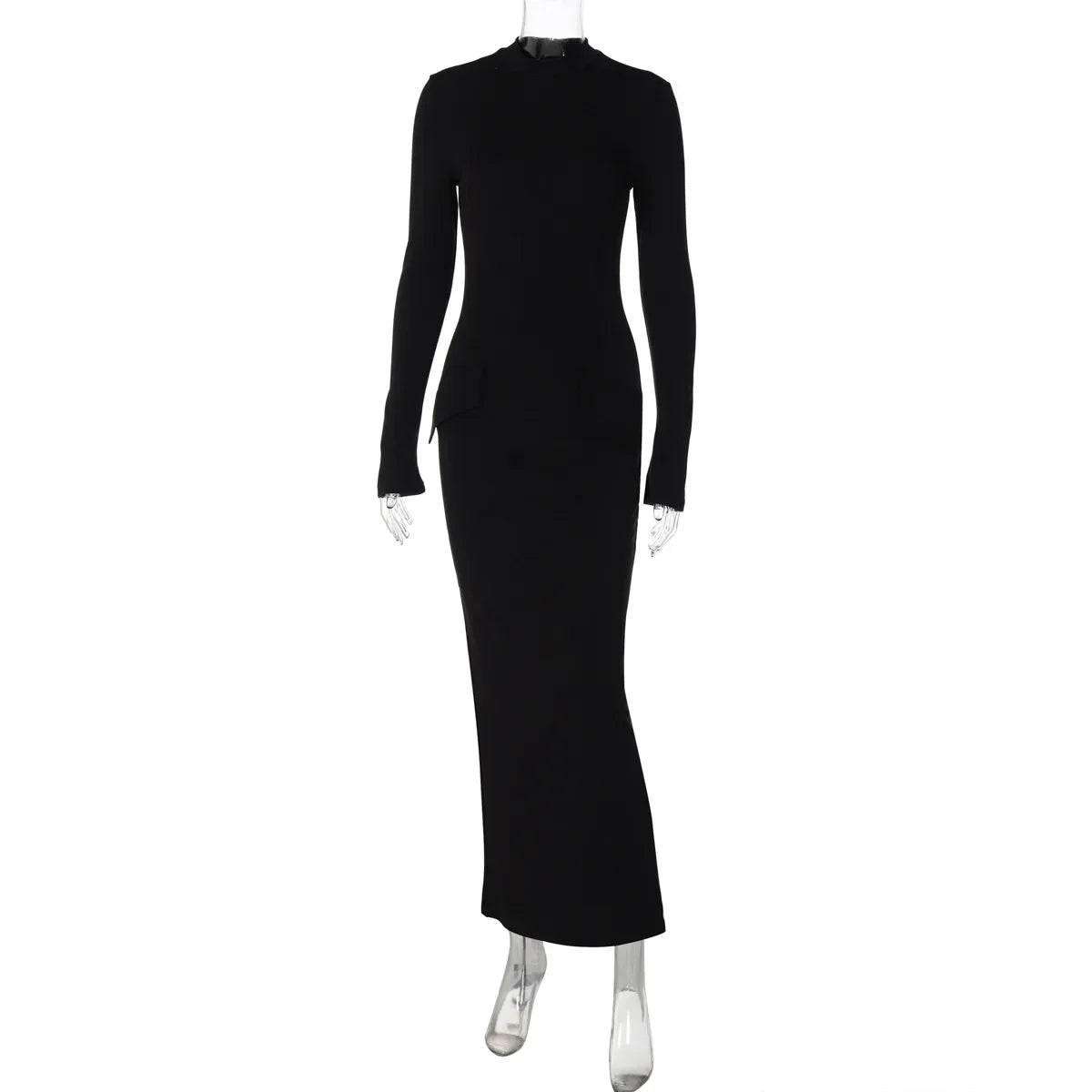 Half Turtleneck Long Sleeves Maxi Dress