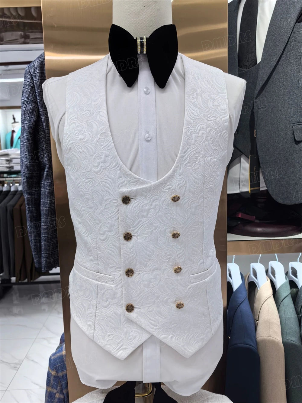 Fashion Paisley Men's 3 Pieces Formal Suit Set Blazer Vest Pants