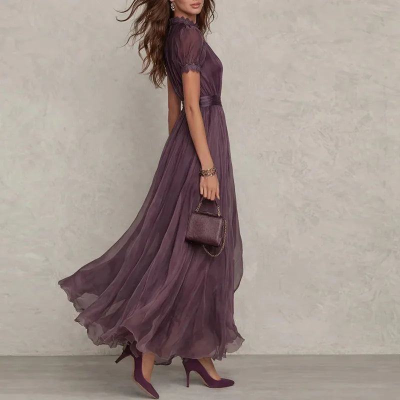 Spring Vintage Lace A‑Line Maxi Dress