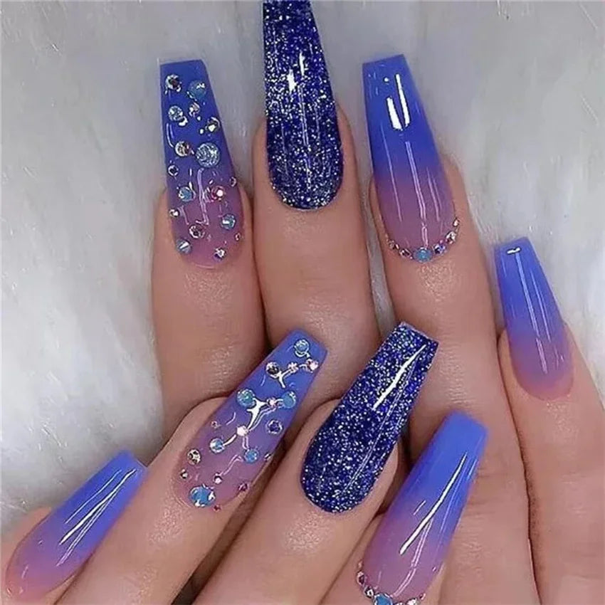 24P/set Medium Length French False Nails
