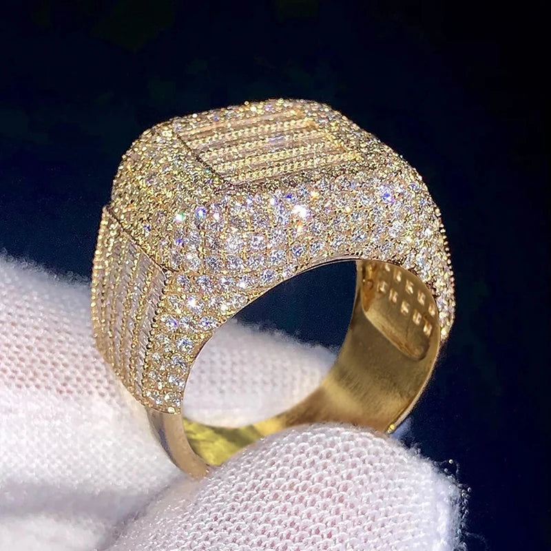 Gorgeous Gold Color Square Shaped Wide Band Rings