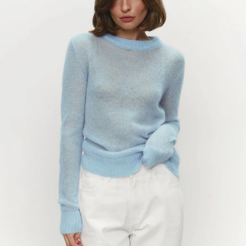 Round Neck Knit Pullover Sweater Top