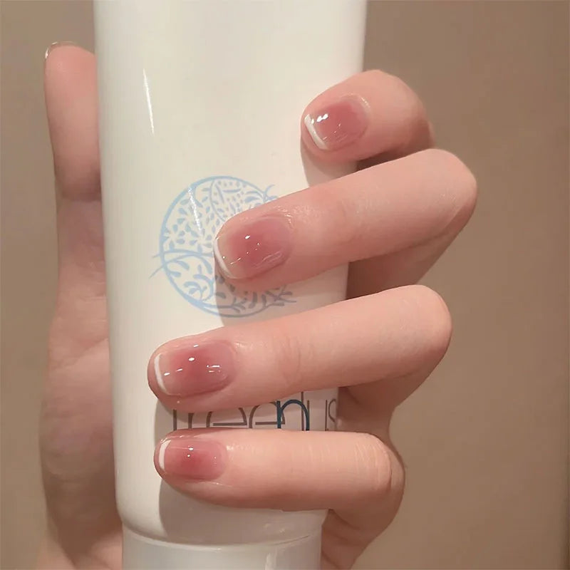 24Pcs/Box Almond Round False Nails Detachable Stiletto Fake Nails