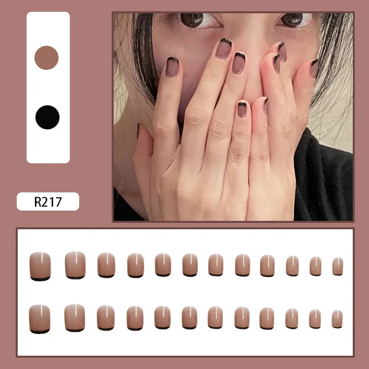 24Pcs/Box Almond Round False Nails Detachable Stiletto Fake Nails